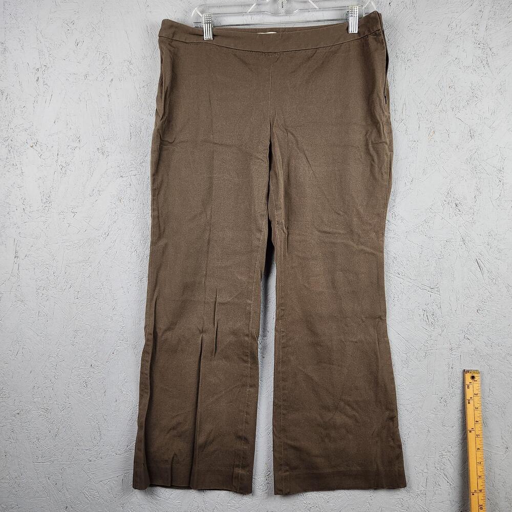 Coldwater Creek Pants Womens 12 Petite Brown Modern Fit Side Zip Stretch Twill